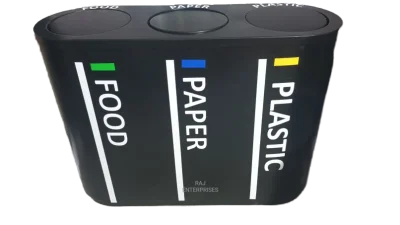 STAINLESS STEEL POWDER COATING TRIO DUSTBIN - 180 LTR.
