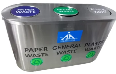 Stainless steel Airport dustbin - 180 ltr.
