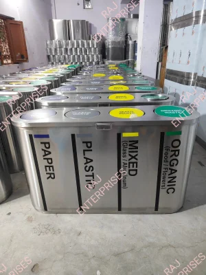 stainless steel 4-in-1 dustbin