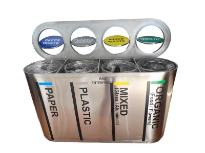 stainless steel 4-in-1 dustbin