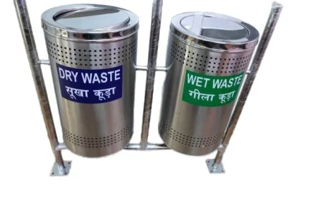 SS Pole Mounted Twin Bin
