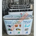 3 compartment stainless Dustbin